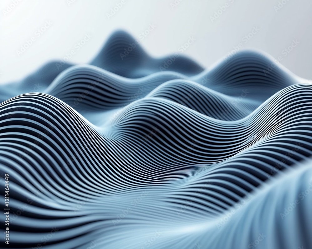 Poster Abstract 3D rendering of flowing, striped waves.