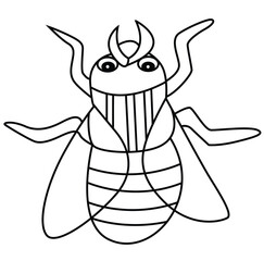 Cute cartoon hand drawn vector housefly coloring page.