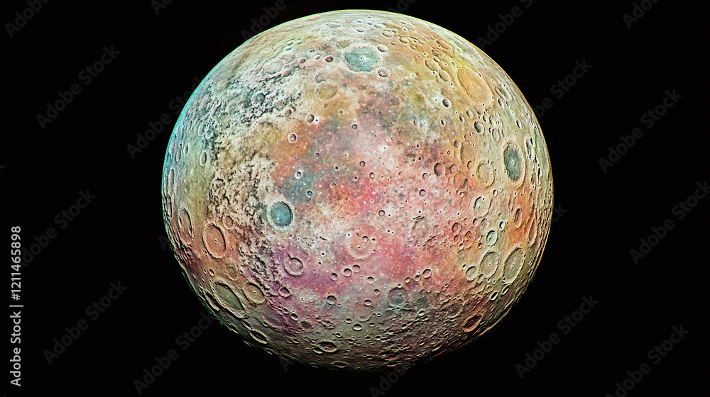 Poster hyper-realistic full moon with craters visible in detail surrounded by an aura of light.
