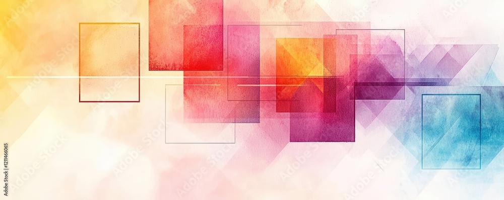 Poster square watercolor concept. colorful abstract background with shapes and soft gradients for creative 