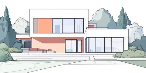 Modern Two Story House Architectural Design Plan