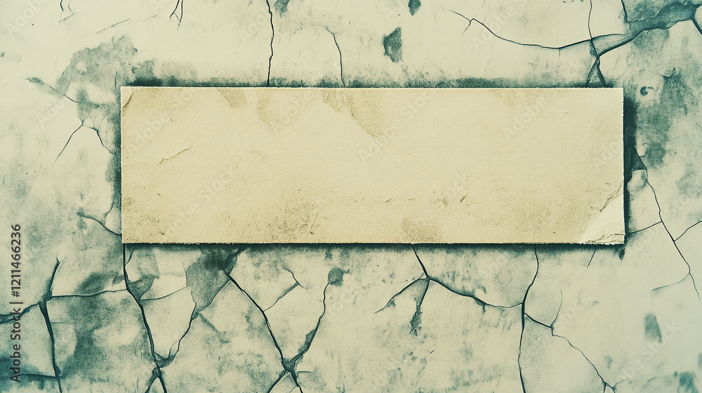 Poster minimalist 3d grunge design with a worn-out surface and a subtle blank check outline.