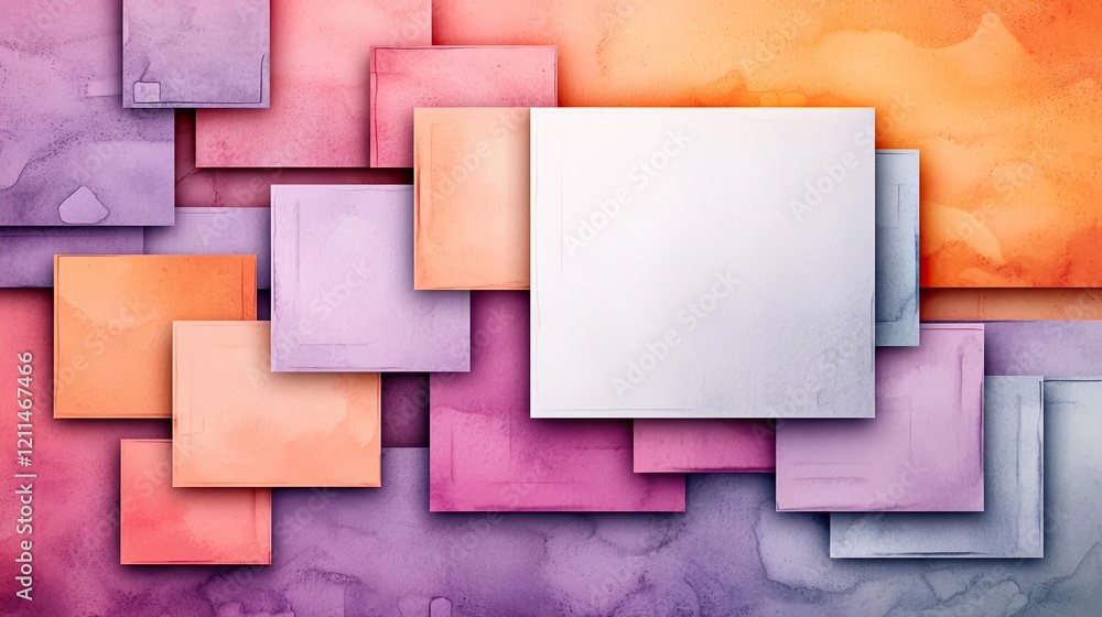 Poster square watercolor concept. a vibrant abstract design with colorful overlapping shapes and textures f