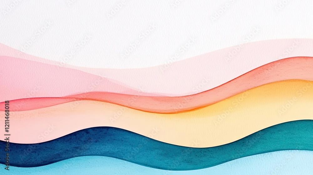 Poster soft watercolor idea. vibrant abstract waves in soft pastel colors create a harmonious visual experi