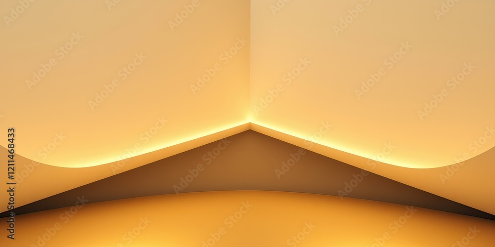 Poster soft golden light filters into a neat corner, enhancing the gentle curves of the backdrop, creating 
