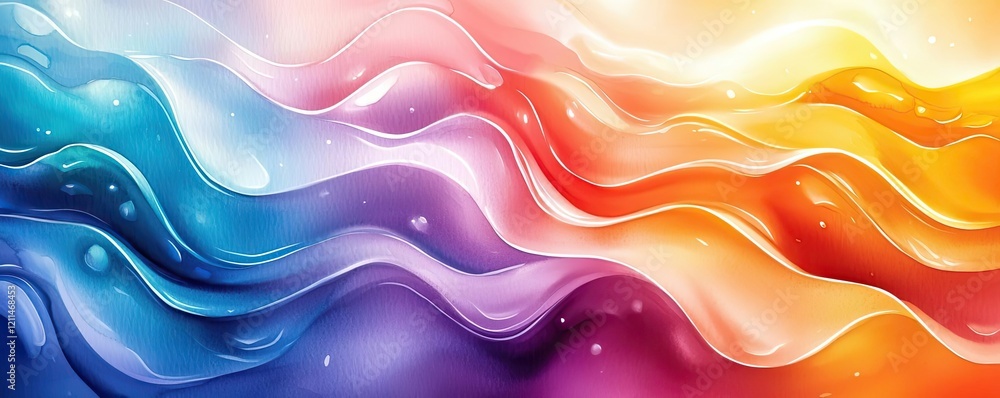 Poster rainbow watercolor concept. vibrant flowing waves of color create a dynamic and energetic visual exp