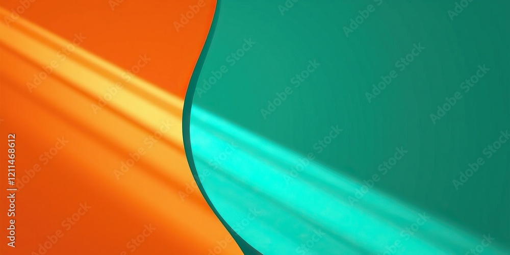 Poster soft waves of teal and orange flow together, creating a bright spring backdrop perfect for adding a 