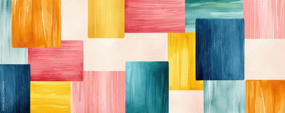 Poster square watercolor concept. a vibrant and colorful abstract pattern with geometric shapes and smooth 
