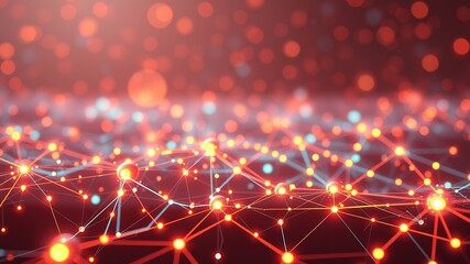 Obraz premium Futuristic Network Nodes - Glowing Digital Landscape