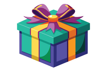Fototapeta premium Colorful gift box with a bow sits isolated against a white backdrop, ideal for any festive event gift box. isolated white background