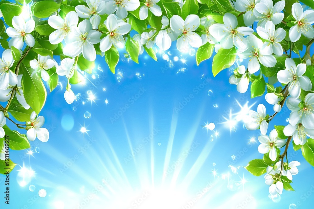 Poster a breathtaking display of white blossoms hangs gracefully overhead, creating a serene atmosphere fil