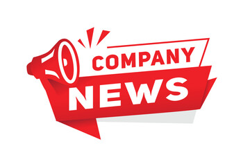 Company news banner, sign announcement vector illustration design with megaphone. web element or template.
