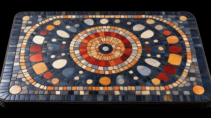 Obraz premium Colorful mosaic tile tabletop with circular design