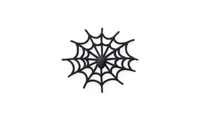 Black spider web decoration on a white background, ideal for Halloween themes and craft projects