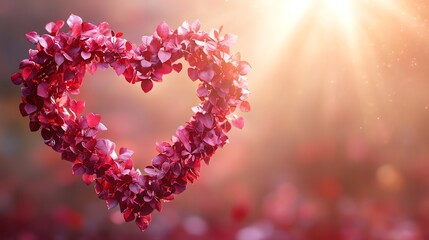 Fototapeta premium Floral Heart: A Romantic Sunlit Botanical Artwork