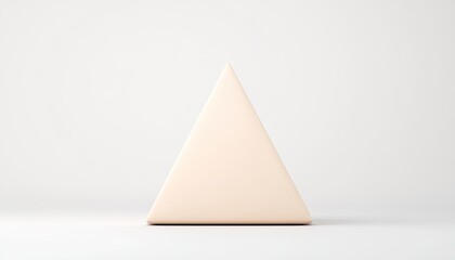 Fototapeta premium Minimalist design featuring a smooth, cream-colored triangular shape centered in a bright, empty space