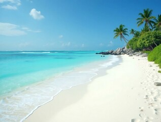 Serene Tropical Beach with Crystal Clear Water.