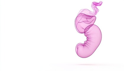 Obraz premium Abstract pink smoke shape floating in a white background, creating a serene and artistic atmosphere