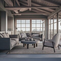 Fototapeta premium modern living room with fireplace