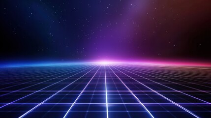 Futuristic Grid with Neon Lights
