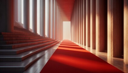 Fototapeta premium Red Carpet with Spotlights and Curtain