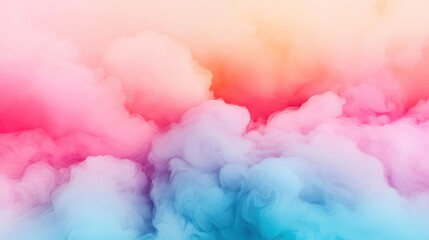 Fototapeta premium Soft watercolor idea. Colorful clouds in pink, blue, and orange tones create a dreamy background effect.