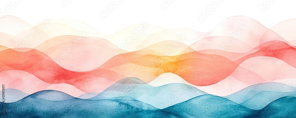 Poster soft watercolor idea. abstract colorful waves in soft tones create a soothing and artistic backgroun