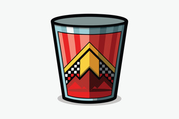 Obraz premium The glass cup showcases colorful designs inspired by a beloved animated series Glass cup for movie or series on transparent background,
