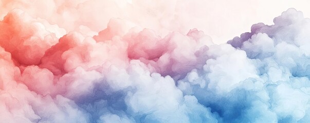 Fototapeta premium Soft watercolor idea. A stunning mix of clouds in soft pastel colors creating a serene atmosphere.