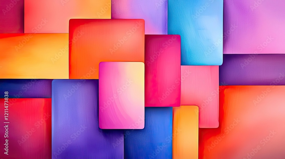 Poster square watercolor concept. a vibrant composition of colorful overlapping abstract shapes and texture