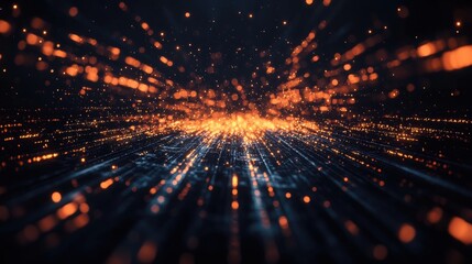 Fototapeta premium Abstract Light Trails with Orange Particles Creating Dynamic Motion