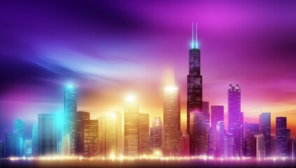 Pixel Art City Skyline at Night