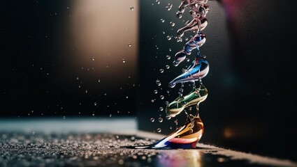 christmas tree lights  ,  Water drops falling from above