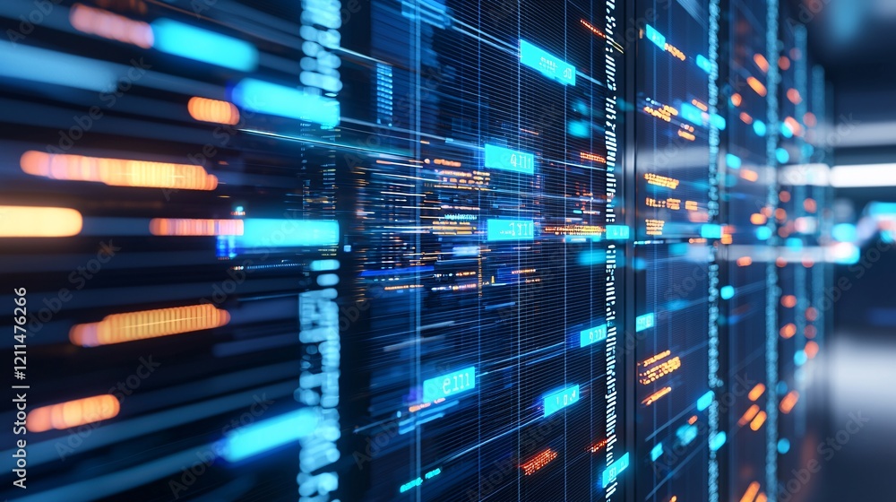 Aufkleber information source retrieval, futuristic archives, abstract ai, glowing data retrieval bars, pulsati