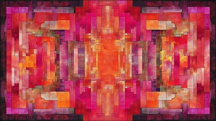 Abstract Geometric Artwork Red Orange Hues