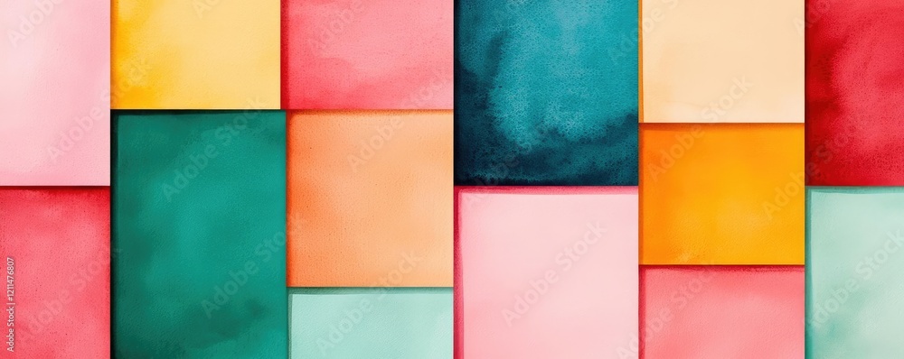 Poster square watercolor concept. colorful abstract watercolor blocks arranged in a captivating pattern for