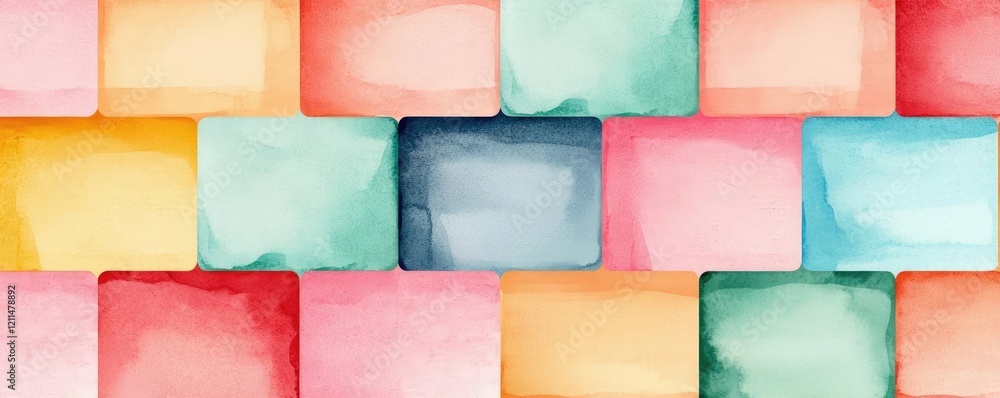Poster square watercolor concept. colorful watercolor blocks creating a vibrant abstract background for des
