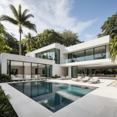 Fototapeta premium Sleek Modern Estate With Infinity Pool.jpeg