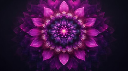 Vivid Purple Flower Mandala Artistic Digital Creation