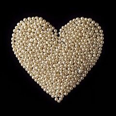Exquisite Heart Composed of Radiant Pearls on a Minimalist Black Background