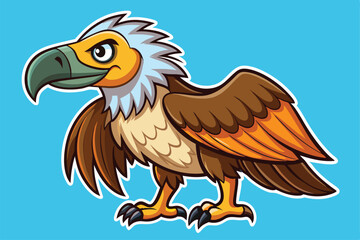 Obraz premium A cheerful griffon vulture stands proudly with lively colors and a friendly expression Griffon vulture bird animal cartoon sticker