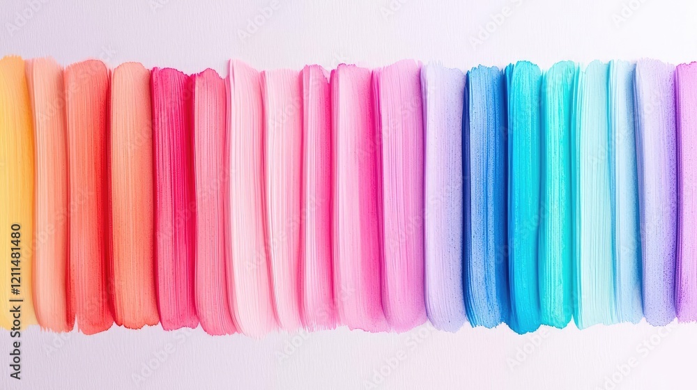 Poster soft watercolor idea. a colorful array of vibrant paint strokes arranged in a stunning gradient styl