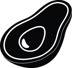 Halved Avocado, Black and White, Simple Illustration, Healthy Food, Monochrome, Fruit, Vector Graphi