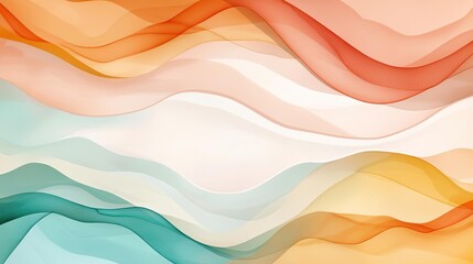 Obraz premium Soft watercolor idea. Abstract wavy pattern of soft colors creating a serene and modern design element.