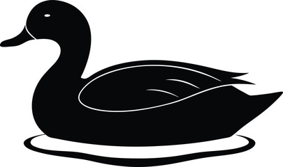 Silhouette of a swimming duck, waterfowl, avian, bird, nature