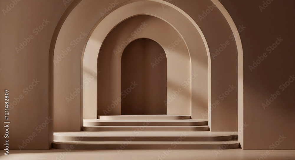 Poster abstract gallery background with geometric shapes with space for product presentation in color of th