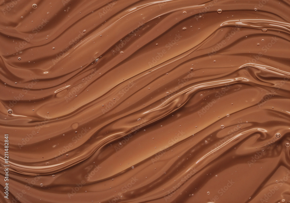 Poster abstract background with liquid cream in color of the year mocha mousse . generative ai