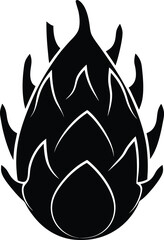 Silhouette of a Dragon Fruit, Tropical Pitaya, Exotic Fruit