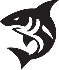 Simple shark logo on black and white background