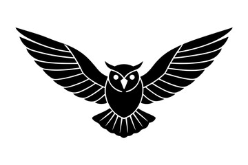 Obraz premium A minimalist an owl bird is flying silhouette black vector illustration.